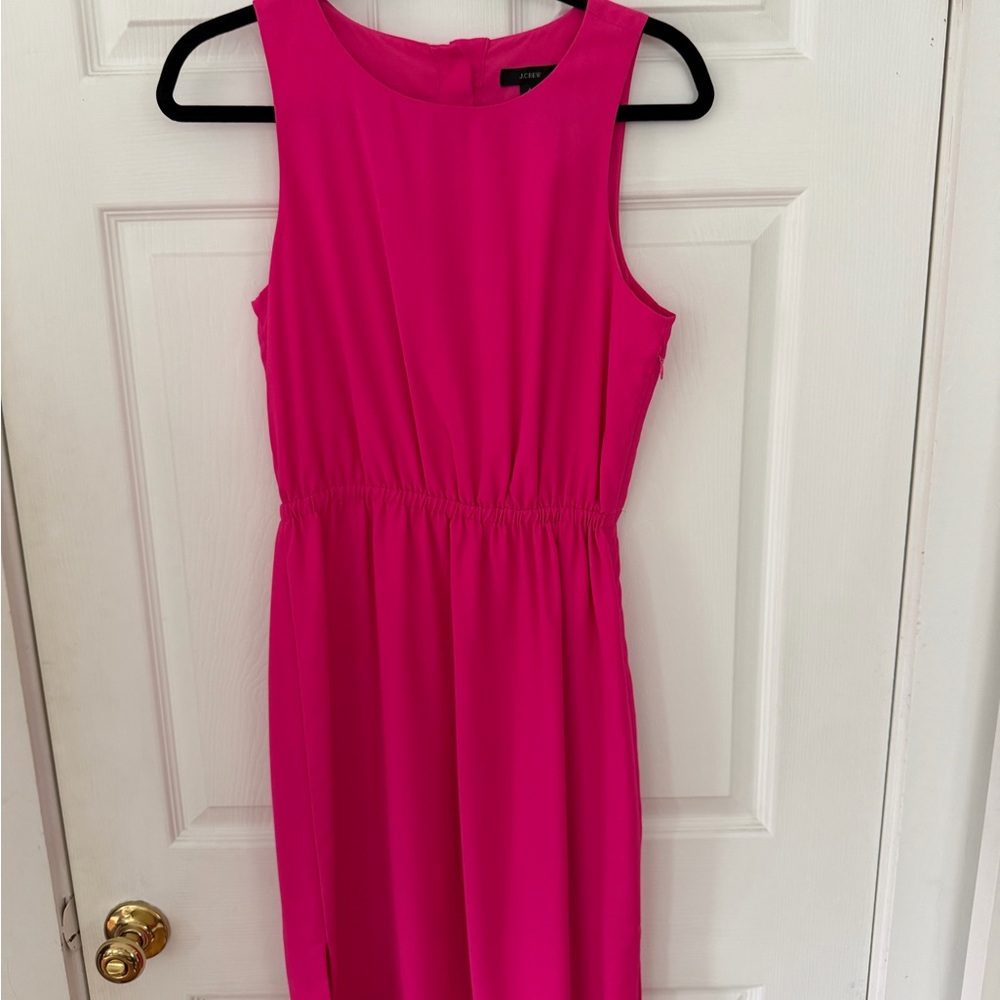 J. Crew Vibrant Pink Midi Dress